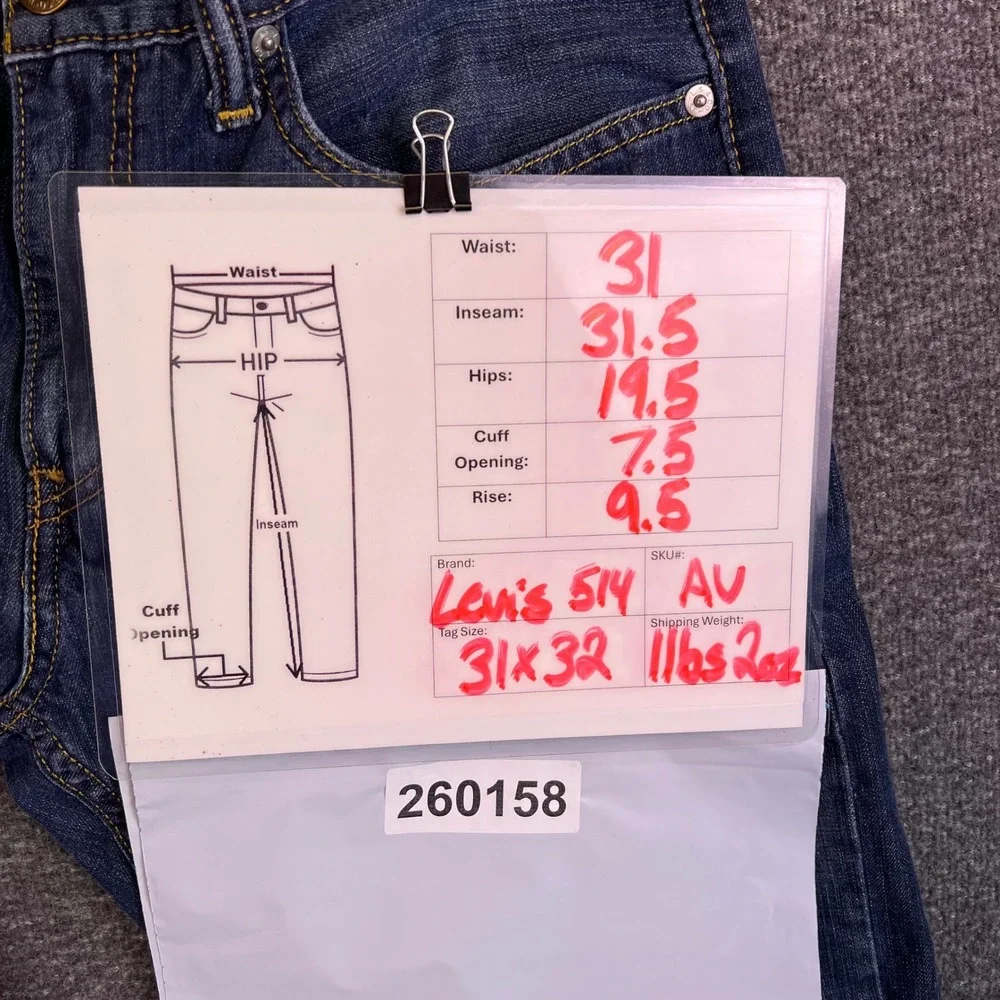 Levis 514 Jeans Mens‎ 31x32 Faded Straight Streetwear Classic Casual Denim Pants